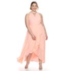 Plus Size Chaya Chiffon Faux-wrap Evening Gown, Women's, Size: 24 W, Lt Orange