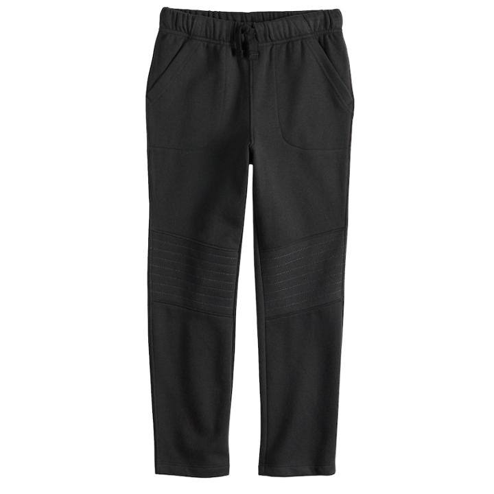 Boys 4-12 Jumping Beans&reg; Quilted Knee Slim Knit Pants, Size: 12, Black