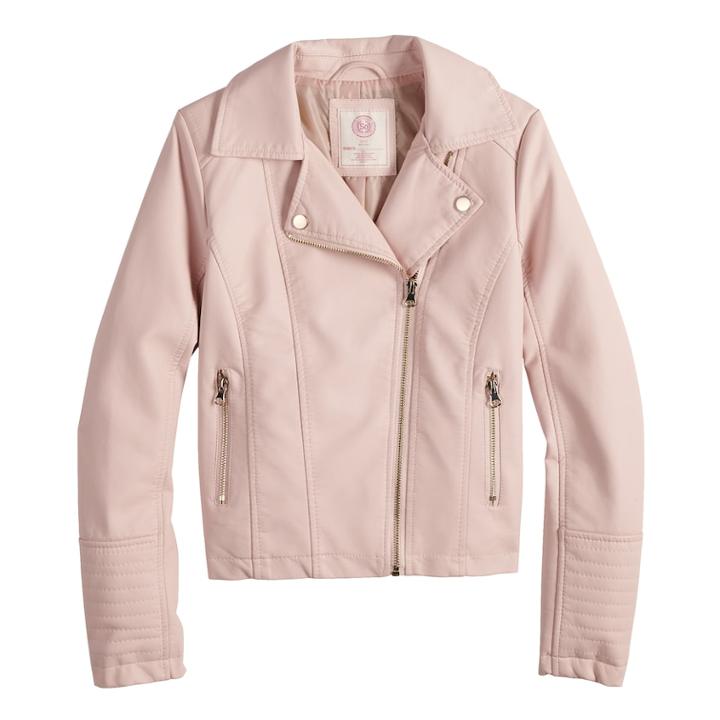 Girls 4-16 So&reg; Faux-leather Lightweight Moto Jacket, Size: 4-5, Brt Pink