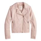 Girls 4-16 So&reg; Faux-leather Lightweight Moto Jacket, Size: 4-5, Brt Pink