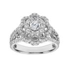 Simply Vera Vera Wang Diamond Flower Engagement Ring In 14k White Gold (1 Carat T.w.), Women's, Size: 5.50