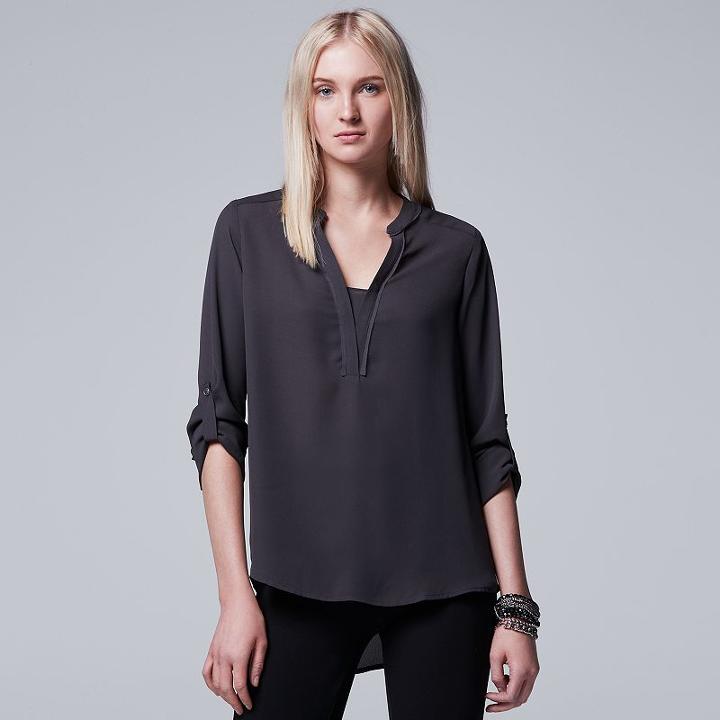 Women's Simply Vera Vera Wang Abstract Print Blouse, Size: Large, Grey