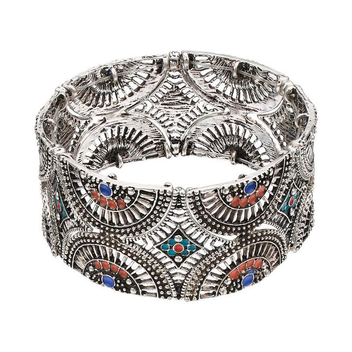 Mudd&reg; Openwork Semicircle Stretch Bracelet, Women's, Multicolor