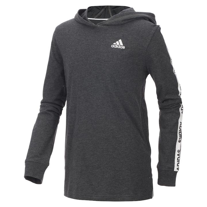 Boys 8-20 Adidas Hooded Graphic Tee, Size: Large, Dark Grey