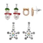 Snowman, Wreath & Snowflake Nickel Free Drop Earring Set, Women's, Multicolor