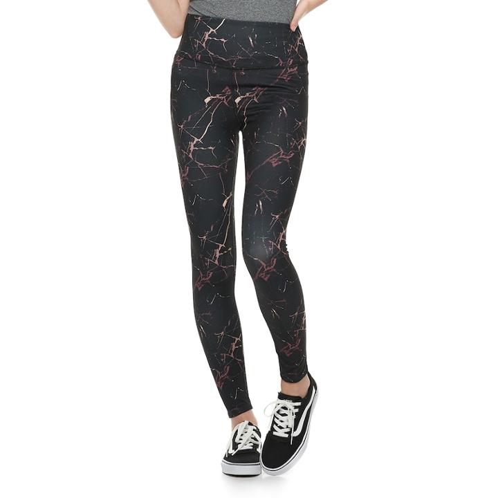 Juniors' So&reg; Print High-waisted Yoga Leggings, Teens, Size: Large, Black