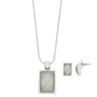 Gray Rectangle Pendant Necklace & Drop Earring Set, Women's, Grey