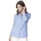Women's Chaps Striped Button-down Shirt, Size: Medium, Blue