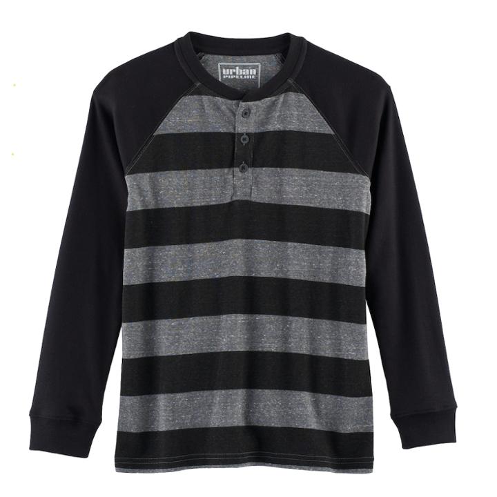 Boys 8-20 Urban Pipeline&reg; Striped Raglan Henley, Size: Medium, Grey