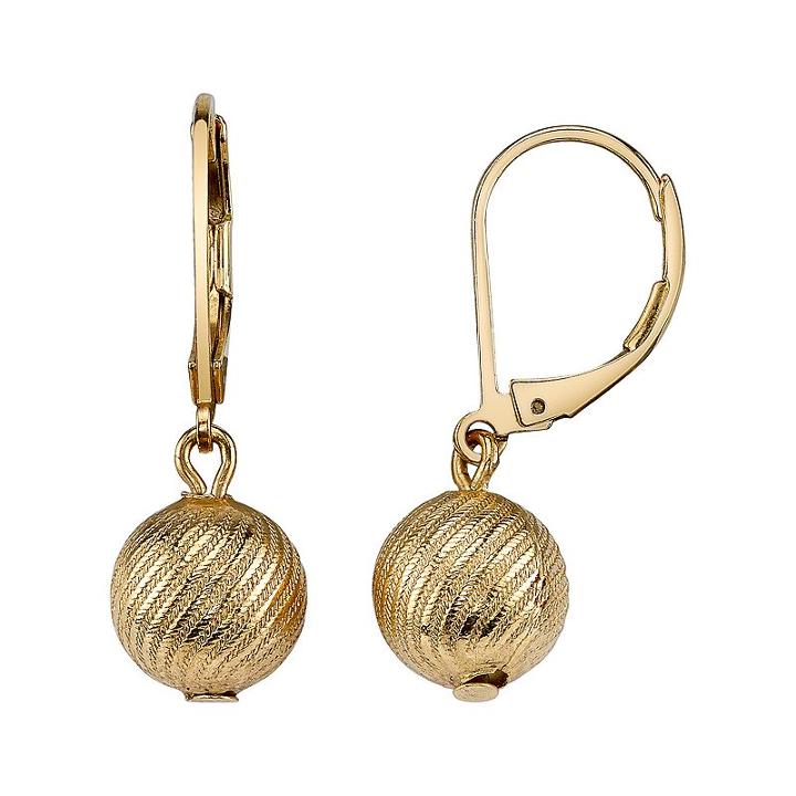 1928 Textured Ball Drop Earrings, Women's, Yellow