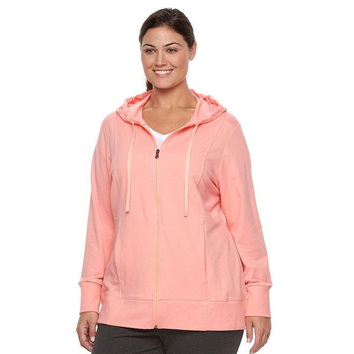 Plus Size Tek Gear&reg; Dry Tek Zip-front Hoodie, Women's, Size: 1xl, Lt Orange