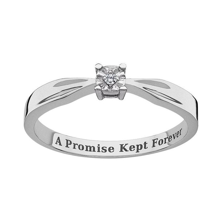 Sweet Sentiments Sterling Silver Diamond Accent Solitaire Ring, Women's, Size: 6, Grey
