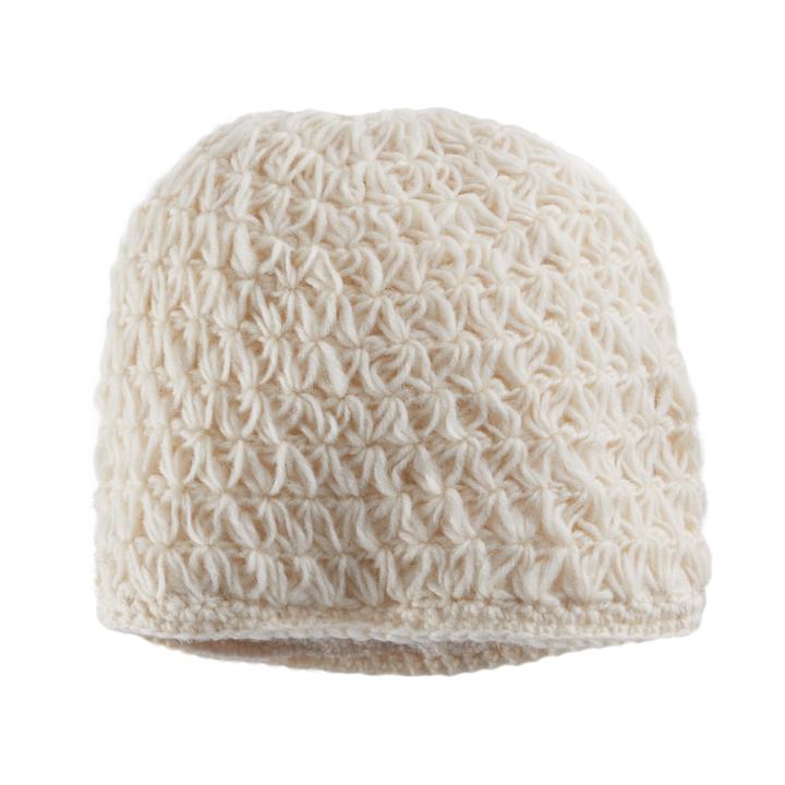 Women's Sijjl Wool Crochet Beanie, White