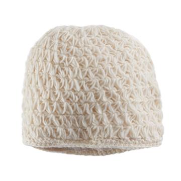 Women's Sijjl Wool Crochet Beanie, White
