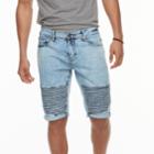 Men's Xray Slim-fit Washed Moto Stretch Denim Shorts, Size: 38, Dark Blue