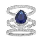 Sophie Miller Sterling Silver Simulated Sapphire & Cubic Zirconia Ring Set, Women's, Size: 5, Blue