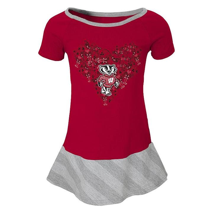 Girls 4-6x Wisconsin Badgers Fancie Dress, Girl's, Size: M(5/6), Red