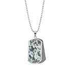 Diamond Accent Stainless Steel Camouflage Dog Tag Necklace - Men, Size: 24, Multicolor