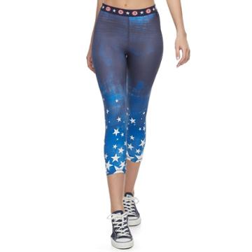 Juniors' Marvel Hero Elite Captain America Capri Leggings By Her Universe, Teens, Size: Small, Blue (navy)