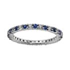 10k White Gold Blue And White Sapphire Eternity Wedding Ring, Women's, Size: 8