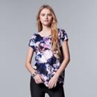 Women's Simply Vera Vera Wang Print High Low Hem Tee, Size: Medium, Drk Purple