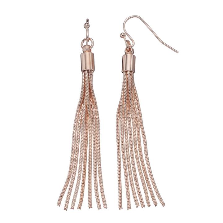 Mudd&reg; Snake Chain Tassel Nickel Free Drop Earrings, Women's, Pink Other