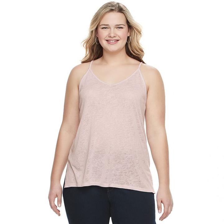 Juniors' Plus Size Mudd&reg; Double V-neck Camisole, Girl's, Size: 3xl, Lt Orange
