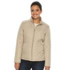 Women's Weathercast Solid Quilted Jacket, Size: Large, Dark Brown