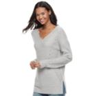 Juniors' It's Our Time Lace-up Tunic Sweater, Teens, Size: Xl, Grey