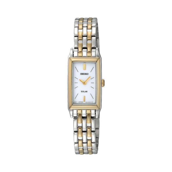 Seiko Women's Two Tone Stainless Steel Solar Watch - Sup028, Size: 2xl, Multicolor
