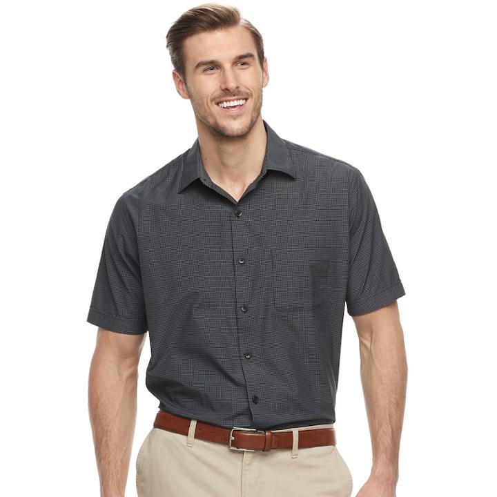 Big & Tall Van Heusen Air Classic-fit Checked Button-down Shirt, Men's, Size: 4xb, Black