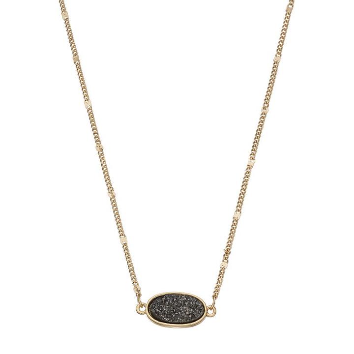 Lc Lauren Conrad Black Simulated Drusy Necklace, Women's, Grey