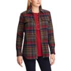 Women's Chaps Plaid Zip-front Shirt, Size: Small, Green