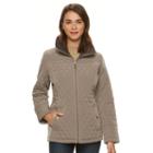 Women's Gallery Diamond-quilted Jacket, Size: Small, Beig/green (beig/khaki)