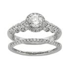 Igl Certified Diamond Halo Engagement Ring Set In 14k White Gold (1 Carat T.w.), Women's, Size: 9