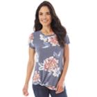 Women's Apt. 9&reg; Twist Hem Tee, Size: Small, Denim Floral Terry