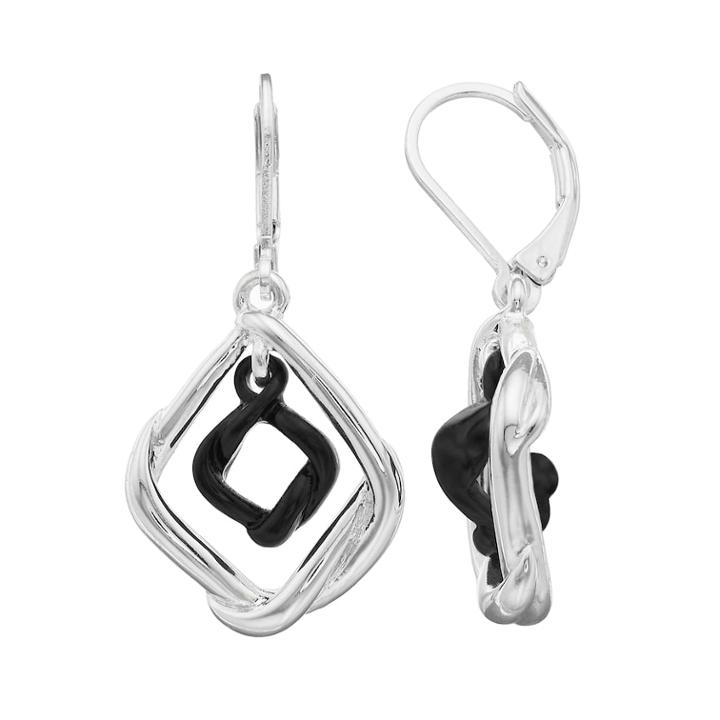 Napier Silver Orbital Drop Earring, Women's, Black