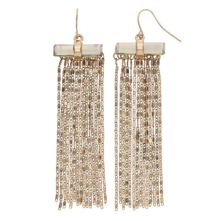 Mudd&reg; Nickel Free Chain Fringe Drop Earrings, Women's, Gold