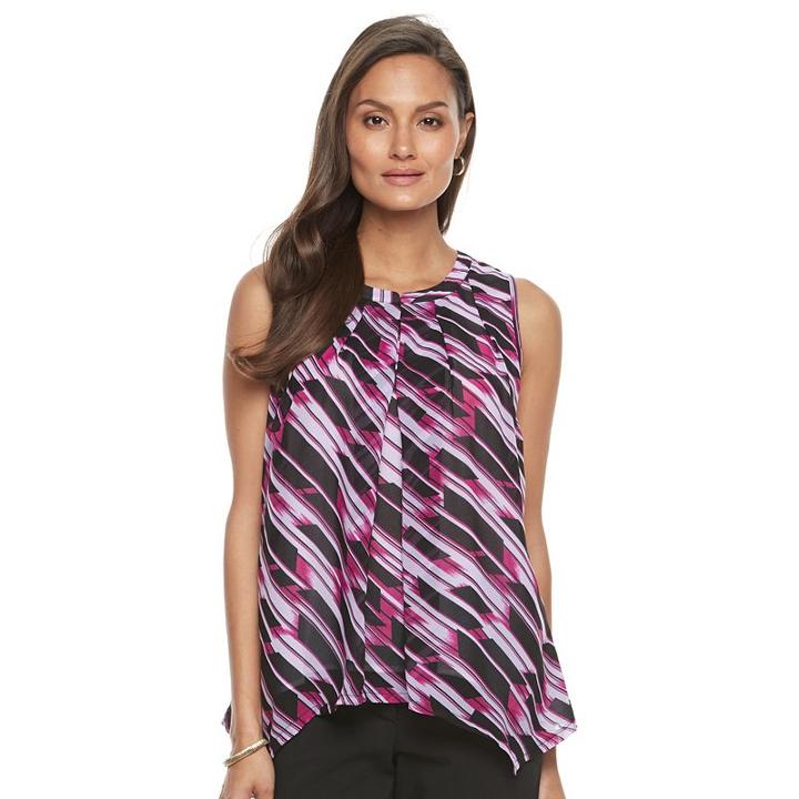 Women's Dana Buchman Pleated Mixed-media Tank, Size: Xl, Brt Pink