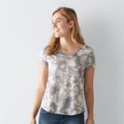 Petite Sonoma Goods For Life&trade; Essential Print V-neck Tee, Women's, Size: M Petite, Med Grey