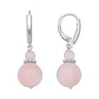 Sterling Silver Rose Quartz Bead Drop Earrings, Women's, Pink