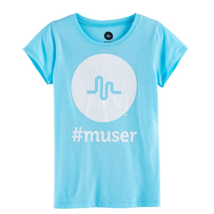 Girls 7-16 Musical. Ly #muser Glitter Graphic Tee, Size: Small, Blue Other
