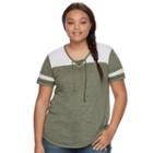 Juniors' Plus Size So&reg; Burnout Contrast Tee, Teens, Size: 1xl, Dark Green