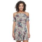 Juniors' Love, Fire Ribbed Cold Shoulder Swing Dress, Girl's, Size: Medium, Grey