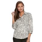 Women's Dana Buchman Button-down Camp Shirt, Size: Xs, Black