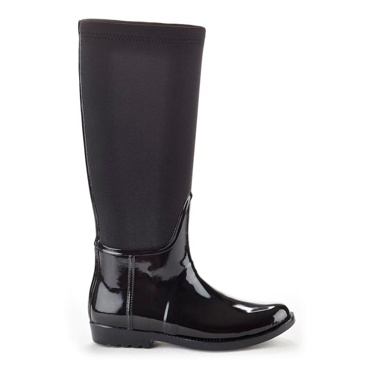 Henry Ferrera French Women's Water-resistant Stretch Rain Boots, Size: 7, Black