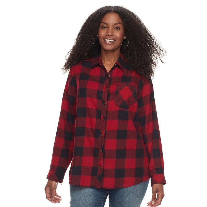 Plus Size Sonoma Goods For Life™ Essential Plaid Flannel Shirt, Women's, Size: 1xl, Oxford