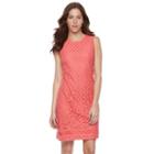 Women's Sharagano Lace Sheath Dress, Size: 10, Pink