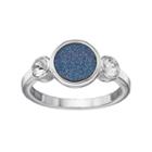Brilliance Silver Plated Glitter Disc Ring With Swarovski Crystals, Women's, Size: 7, Blue