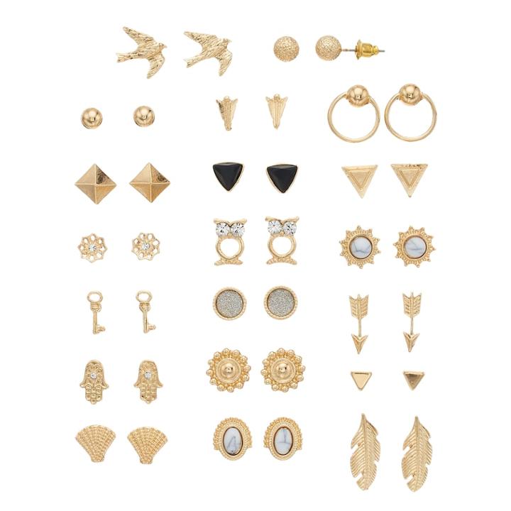 Gold Tone Nickel Free Stud Earring Set, Women's